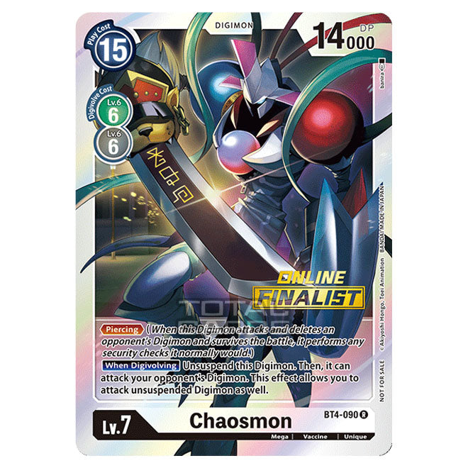 Digimon Card Game - Great Legend (BT04) - Chaosmon (Rare) - BT4-090A3 Digimon Card Game - Great Legend (BT04) - Chaosmon (Rare) - BT4-090A3