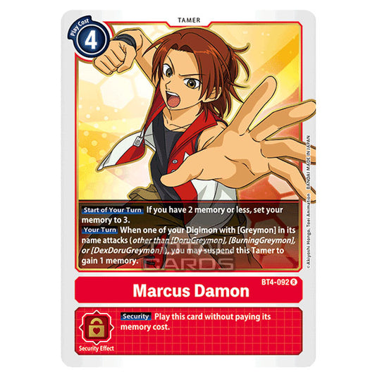 Digimon Card Game - Great Legend (BT04) - Marcus Damon (Rare) - BT4-092