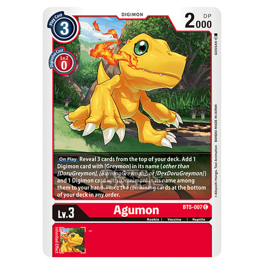 Digimon Card Game - BT05 - Battle of Omni - Agumon (Common) - BT5-007