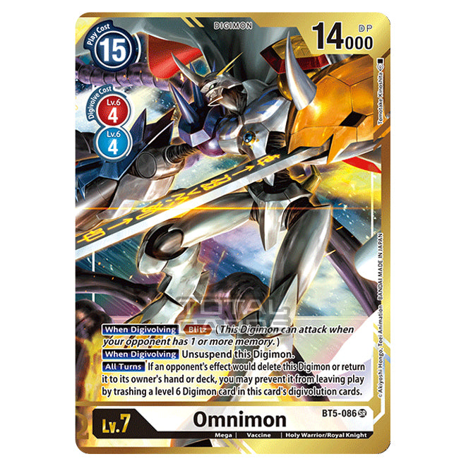 digimon card game bt-05 Digimon Card Game - BT05 - Battle of Omni - Omnimon (Super Rare)