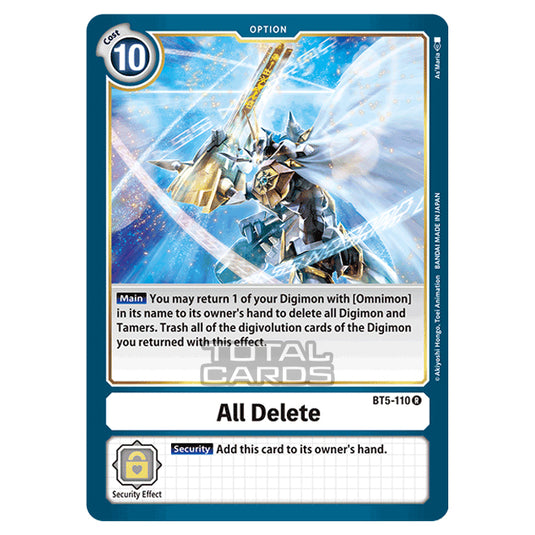 Digimon Card Game - BT05 - Battle of Omni - All Delete (Rare) - BT5-110