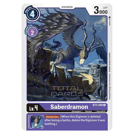 Digimon Card Game - Release Special Booster Ver.1.5 (BT01-03) - Saberdramon (Common) - BT3-080