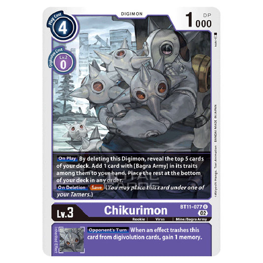 Digimon Card Game - BT-11 - Dimensional Phase - Chikurimon - (Uncommon) - BT11-077