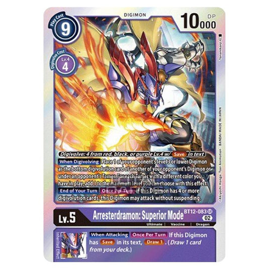 Digimon Card Game - BT-12 - Across Time - Arresterdramon: Superior Mode - (Super Rare) - BT12-083