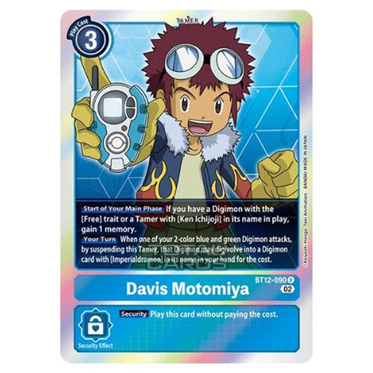Digimon Card Game - BT-12 - Across Time - Davis Motomiya - (Rare) - BT12-090