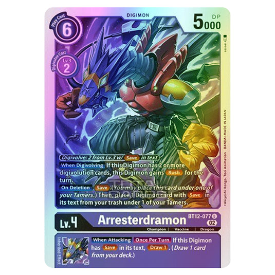 Digimon Card Game - BT-12 - Across Time - Arresterdramon - (Unknown) - BT12-077 (Foil)