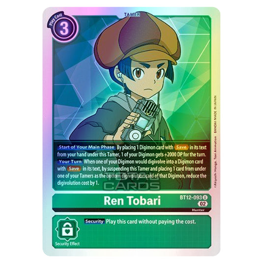 Digimon Card Game - BT-12 - Across Time - Ren Tobari - (Uncommon) - BT12-093 (Foil)