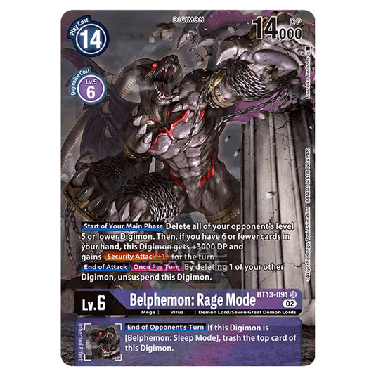 Digimon Card Game - BT-13 - Versus Royal Knights - Belphemon: Rage Mode - (Alternative Art) - BT13-091a