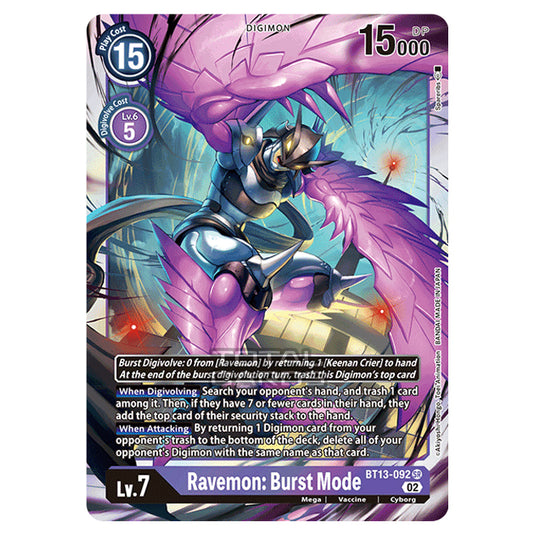 Digimon Card Game - BT-13 - Versus Royal Knights - Ravemon: Burst Mode - (Super Rare) - BT13-092