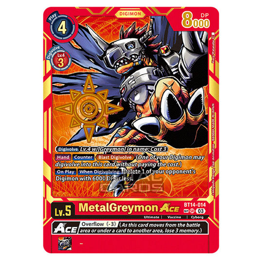 Digimon Card Game - BT14 - Blast Ace - MetalGreymon - (Super Rare) - BT14-014a