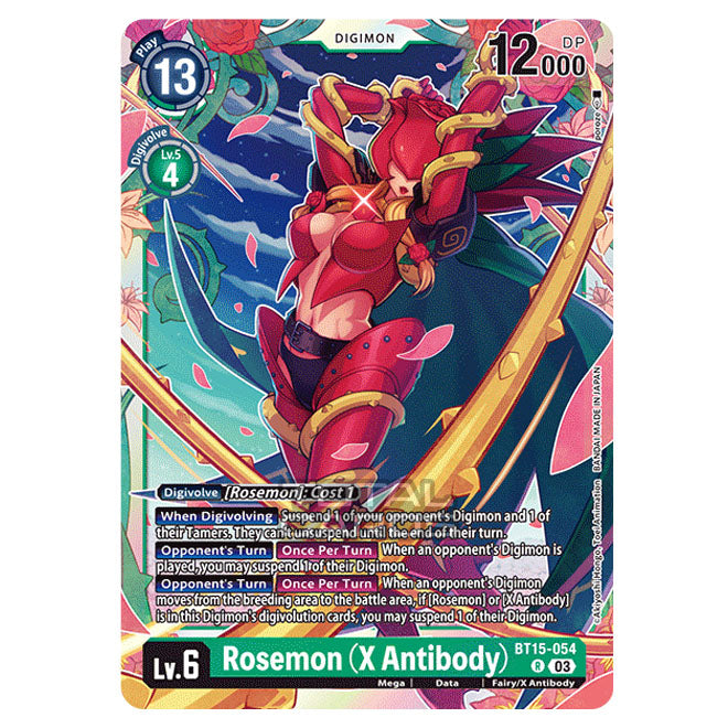 Digimon Card Game - BT15 - Exceed Apocalypse - Rosemon (X Antibody) - (Rare) - BT15-054 Digimon Card Game - BT15 - Exceed Apocalypse - Rosemon (X Antibody) - (Rare) - BT15-054