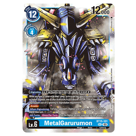 Digimon Card Game - BT15 - Exceed Apocalypse - MetalGarurumon - (Secret Rare) - BT15-101