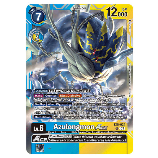 Digimon Card Game - EX05 - Animal Colosseum - Azulongmon Ace - (Rare) - EX5-024