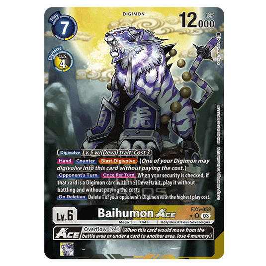 Digimon Card Game - EX05 - Animal Colosseum - Baihumon Ace - (Alternative Art) - EX5-053a