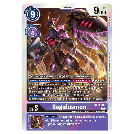 Digimon Card Game - RB-01: Resurgence Booster - Regulusmon - (Rare) - RB1-030