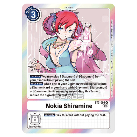 Digimon Card Game - RB-01: Resurgence Booster - Nokia Shiramine - (Alternative Art) - BT5-092a