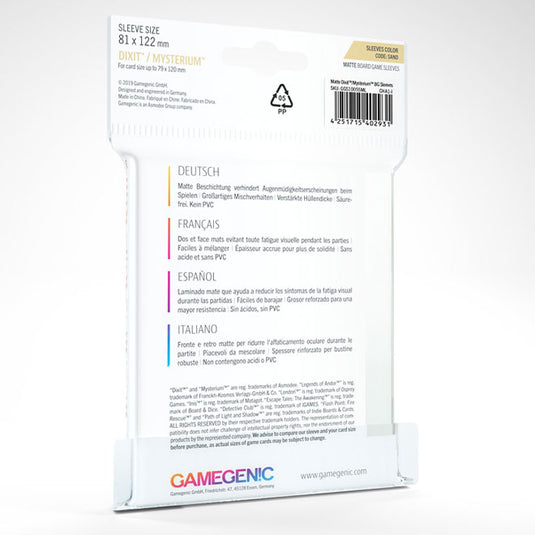 Gamegenic - MATTE Dixit Sleeves 81 x 122 mm - Clear (90 Sleeves)