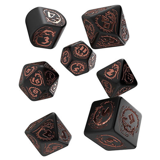 Dragons - Black & Copper - Modern - 7 Dice Set