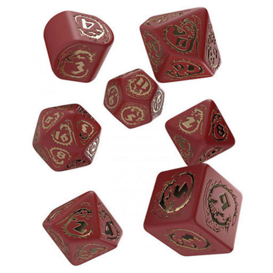 Dragons - Red & gold - Modern - 7 Dice Set