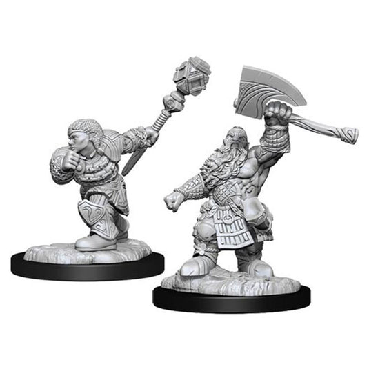 Magic the Gathering - Unpainted Miniatures - Dwarf Fighter & Dwarf Cleric