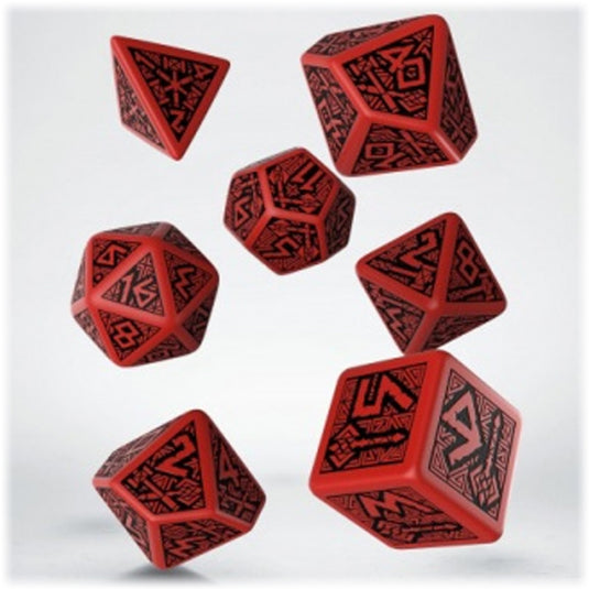 Dwarven Red & Black Dice Set (7)