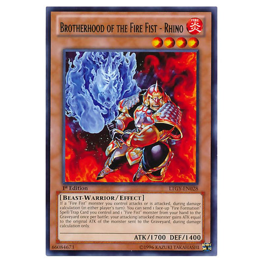 Yu-Gi-Oh! - Lord of the Tachyon Galaxy - Brotherhood of the Fire Fist - Rhino (Rare) LTGY-EN028