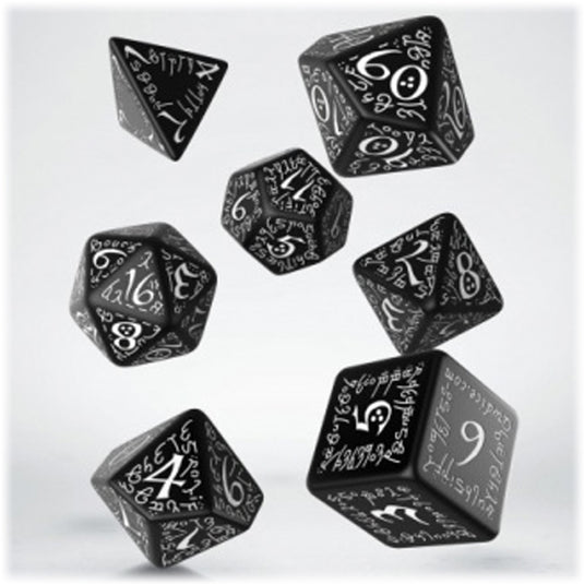 Elvish Black & White Dice Set