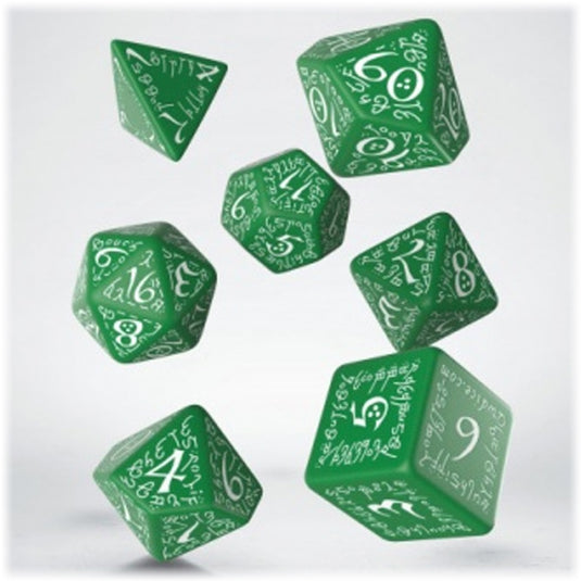 Elvish Green & White Dice Set (7)