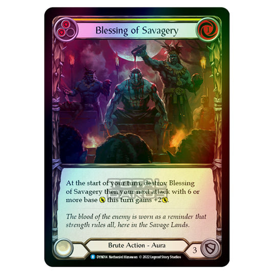 Flesh & Blood - Dynasty - Blessing of Savagery (Yellow) (Rainbow Foil) - DYN014-RF