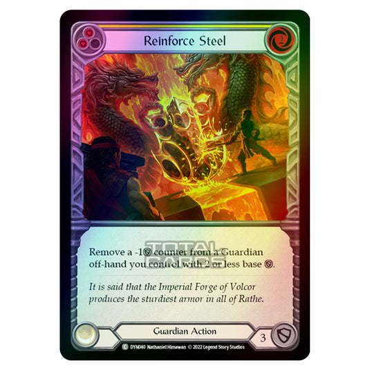 Flesh & Blood - Dynasty - Reinforce Steel (Yellow) (Rainbow Foil) - DYN040-RF