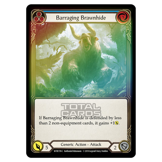 Flesh & Blood - Welcome to Rathe - Barraging Brawnhide (Common) - WTR178 (Rainbow Foil)