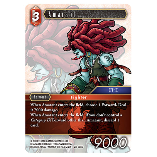 Amarant 28-008C card from the Final Fantasy set Dreamlike Oceans