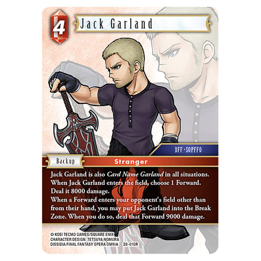 Jack Garland 28-010R card from the Final Fantasy set Dreamlike Oceans