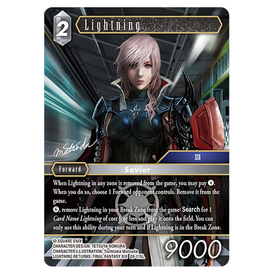 Lightning 28-115L card from the Final Fantasy set Dreamlike Oceans