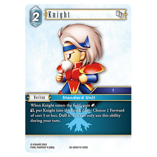 Knight 26-036C/15-038C card from the Final Fantasy set Gunslinger in the Abyss