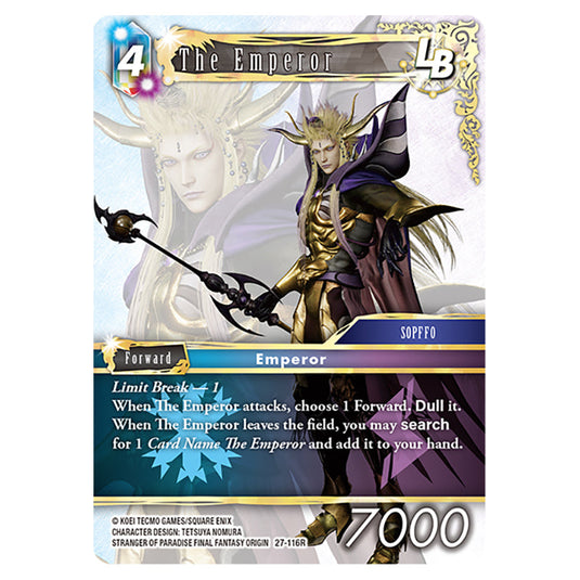 The Emperor 27-116R card from the Final Fantasy set Journey of Discovery