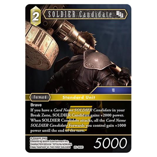 SOLDIER Candidate 25-063C card from the Final Fantasy set Tears of the Planet