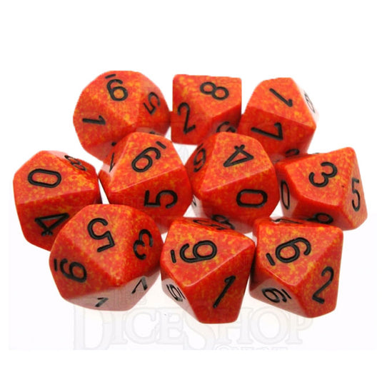 Chessex - Speckled Polyhedral D10 10-Dice Blocks - Fire