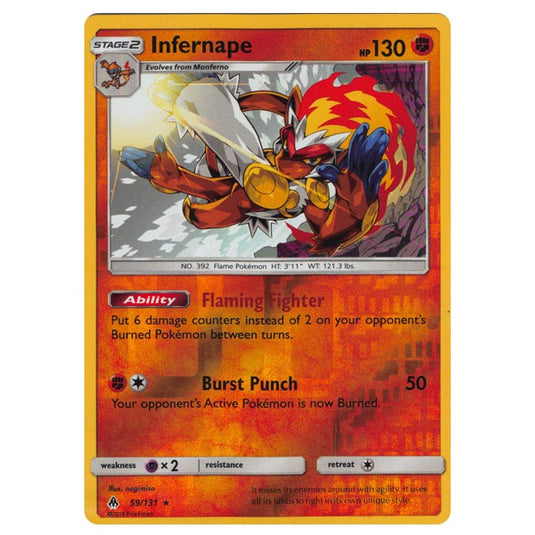 Pokemon - Sun & Moon - Forbidden Light - Infernape (Reverse Holo) - 59/131
