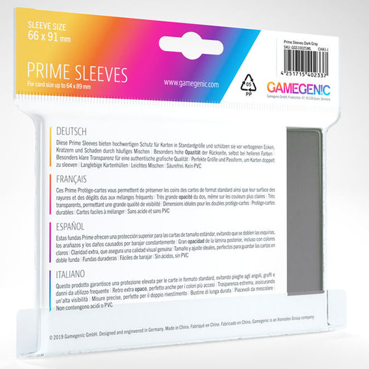 Gamegenic - Prime Sleeves 100 Gray