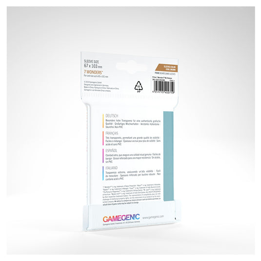 Gamegenic - PRIME 7 Wonders Sleeves 67 x 103 mm - Clear (80 Sleeves)
