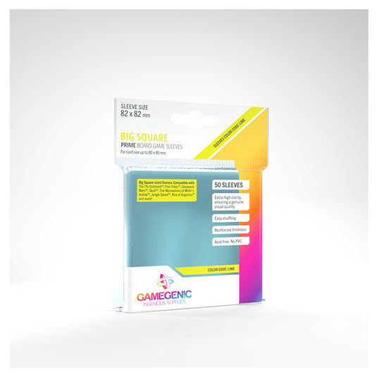 Gamegenic - PRIME Big Square-Sized Sleeves 82 x 82 mm- Clear (50 Sleeves)