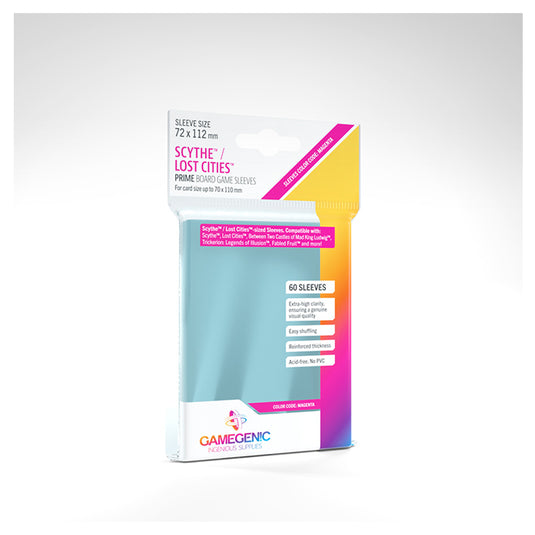 Gamegenic - PRIME Scythe/Lost Cities Sleeves 72 x 112 mm - Clear (60 Sleeves)