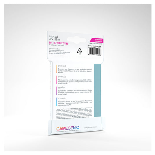 Gamegenic - PRIME Scythe/Lost Cities Sleeves 72 x 112 mm - Clear (60 Sleeves)