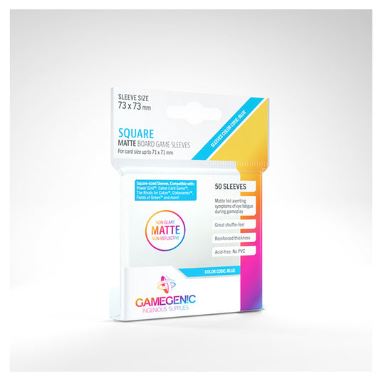 Gamegenic - MATTE Square-Sized Sleeves 73 x 73 mm - Clear (50 Sleeves)