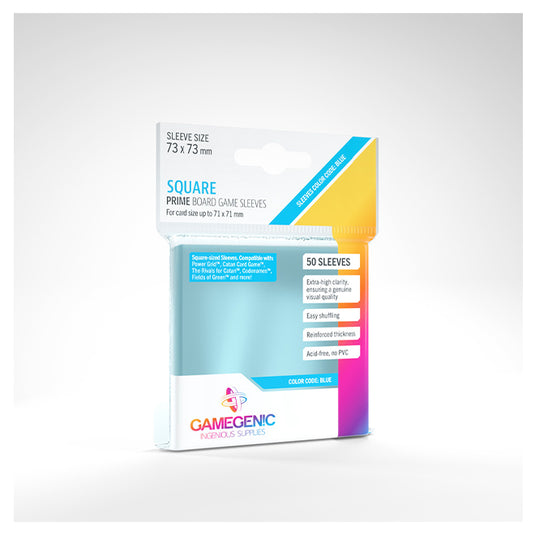 Gamegenic - PRIME Square-Sized Sleeves 73 x 73 mm- Clear (50 Sleeves)