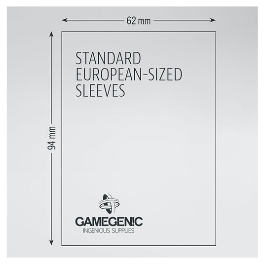 Gamegenic - PRIME Standard European-Sized Sleeves 62 x 94 mm- Clear (50 Sleeves)