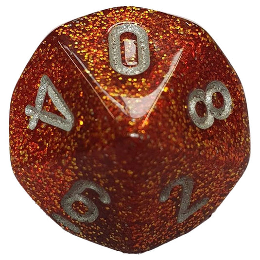 Chessex - 16mm D10/100 Single Dice - Glitter - Gold with Silver