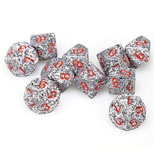 Chessex - Speckled Polyhedral D10 10-Dice Blocks - Granite