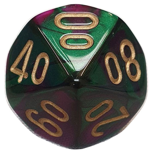 Chessex - Gemini 16mm D10/100 - Green-Purple w/Gold